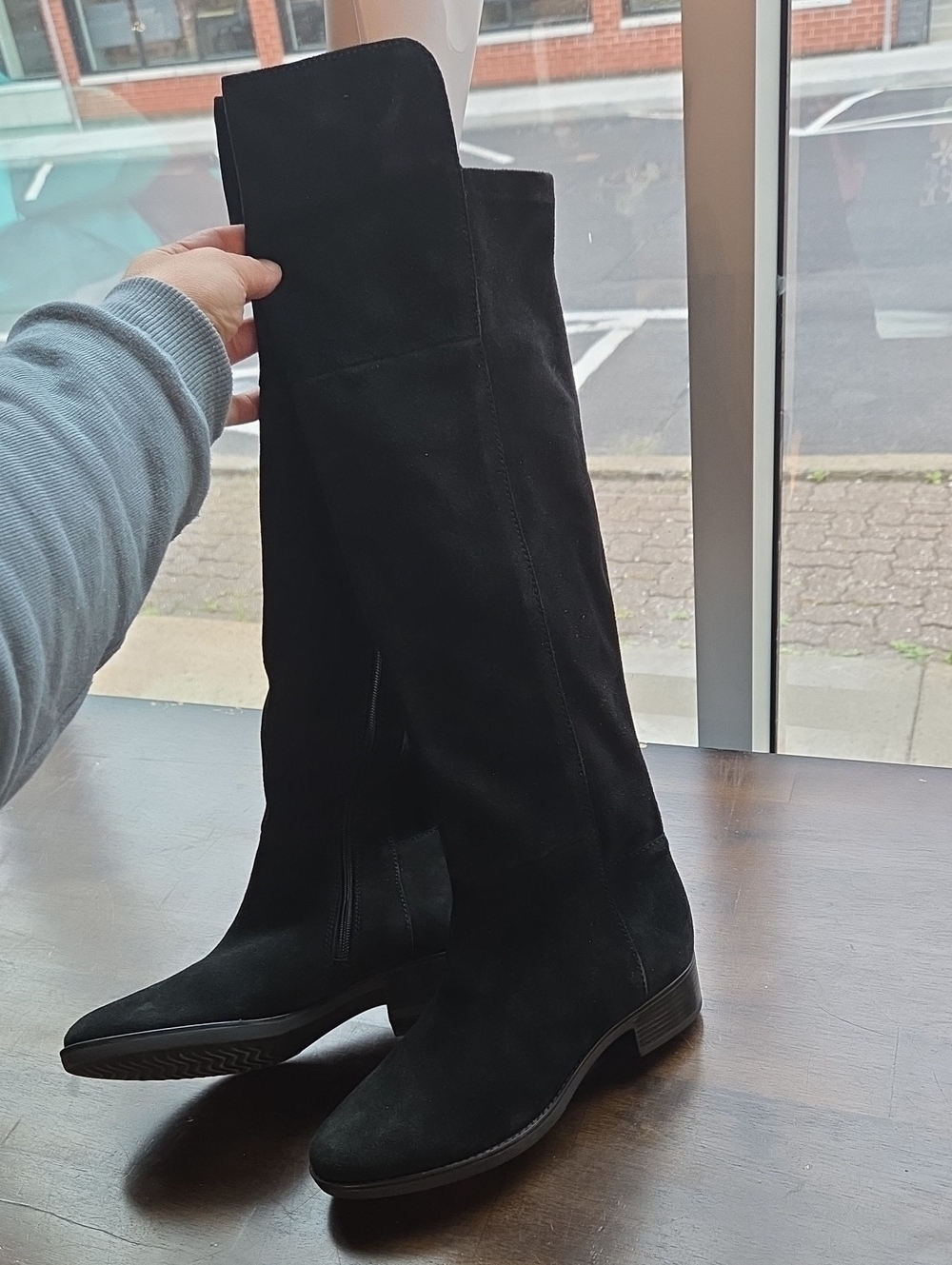 Geox Size 7.5 Suede Black Over-the-Knee Boots for Women NEW With Tags